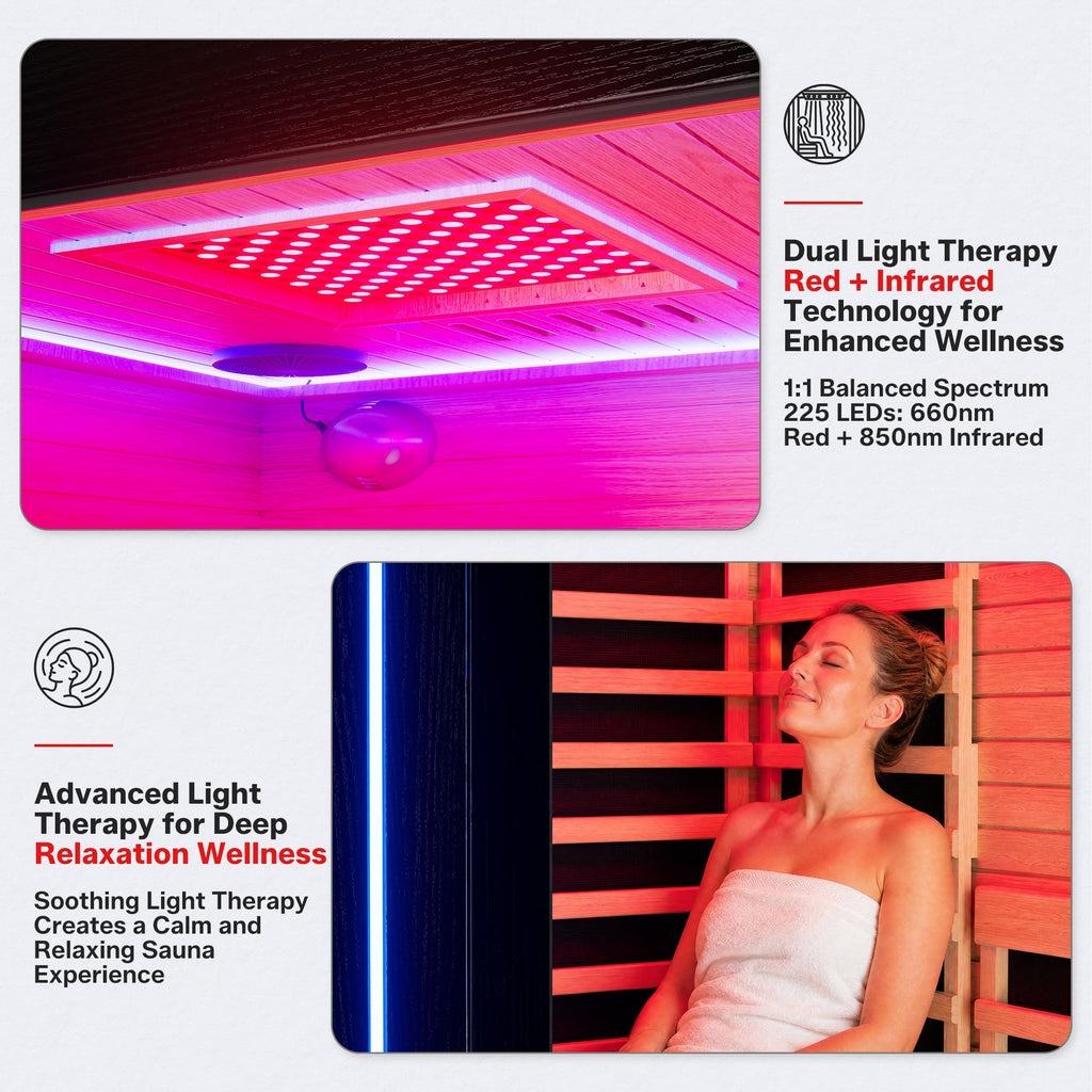 1-2 Person Low EMF FAR Infrared Sauna Red Light Therapy 12" * 12" Lamp