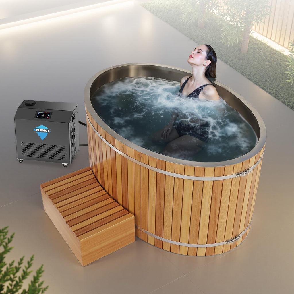 Premium 62 in. Cedar Wood Cold Plunge and Hot Tub with 1hp Chiller
