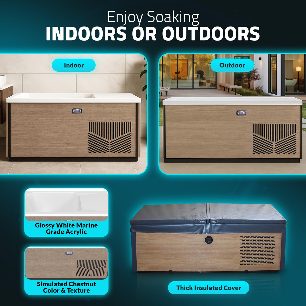 Kplunge Icebed All in One Cold Plunge & Hot Tub Combo with 1hp Chiller