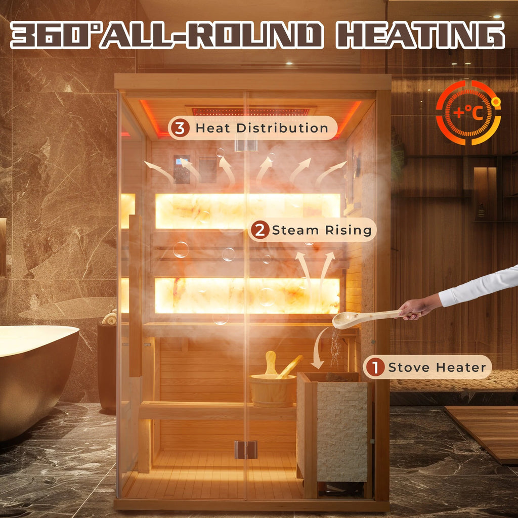 Infrared Sauna up to 4 Person with 15 Minutes Warm-Up Heater Tube & Carbon Plate