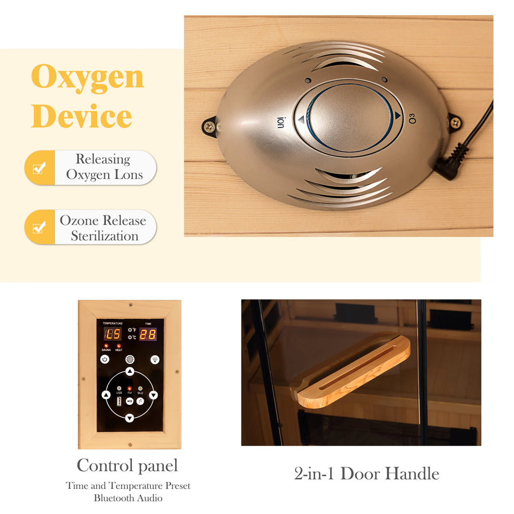 Infrared Sauna up to 4 Person with 15 Minutes Warm-Up Heater Tube & Carbon Plate