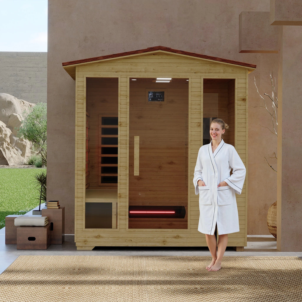 Infrared Sauna up to 4 Person with 15 Minutes Warm-Up Heater Tube & Carbon Plate