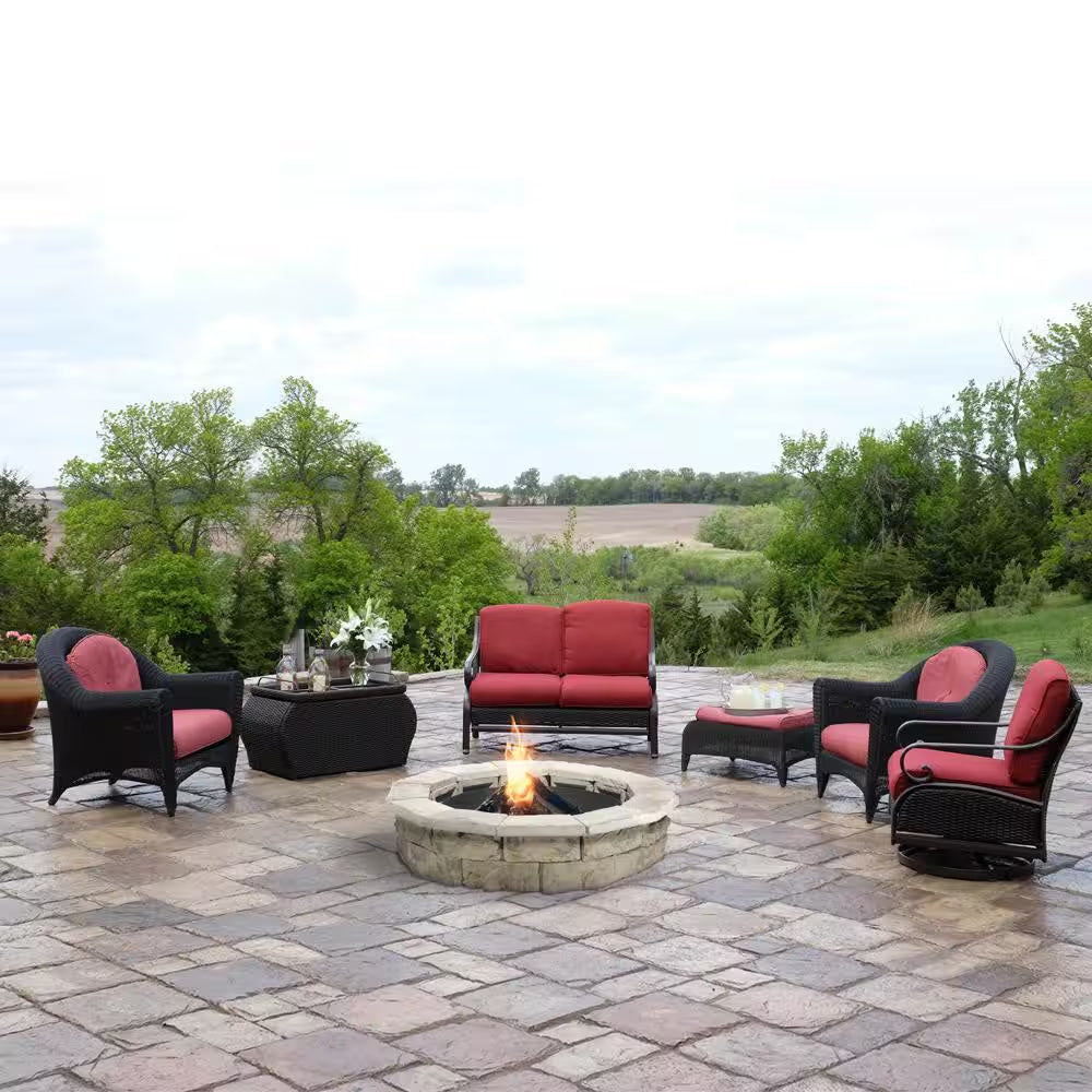 44 In. X 14 In. Concrete Fossill Limestone round Fire Pit Kit