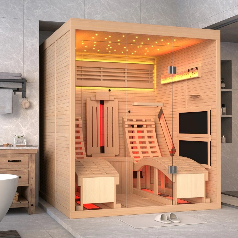 Infrared Sauna up to 4 Person with 15 Minutes Warm-Up Heater Tube & Carbon Plate