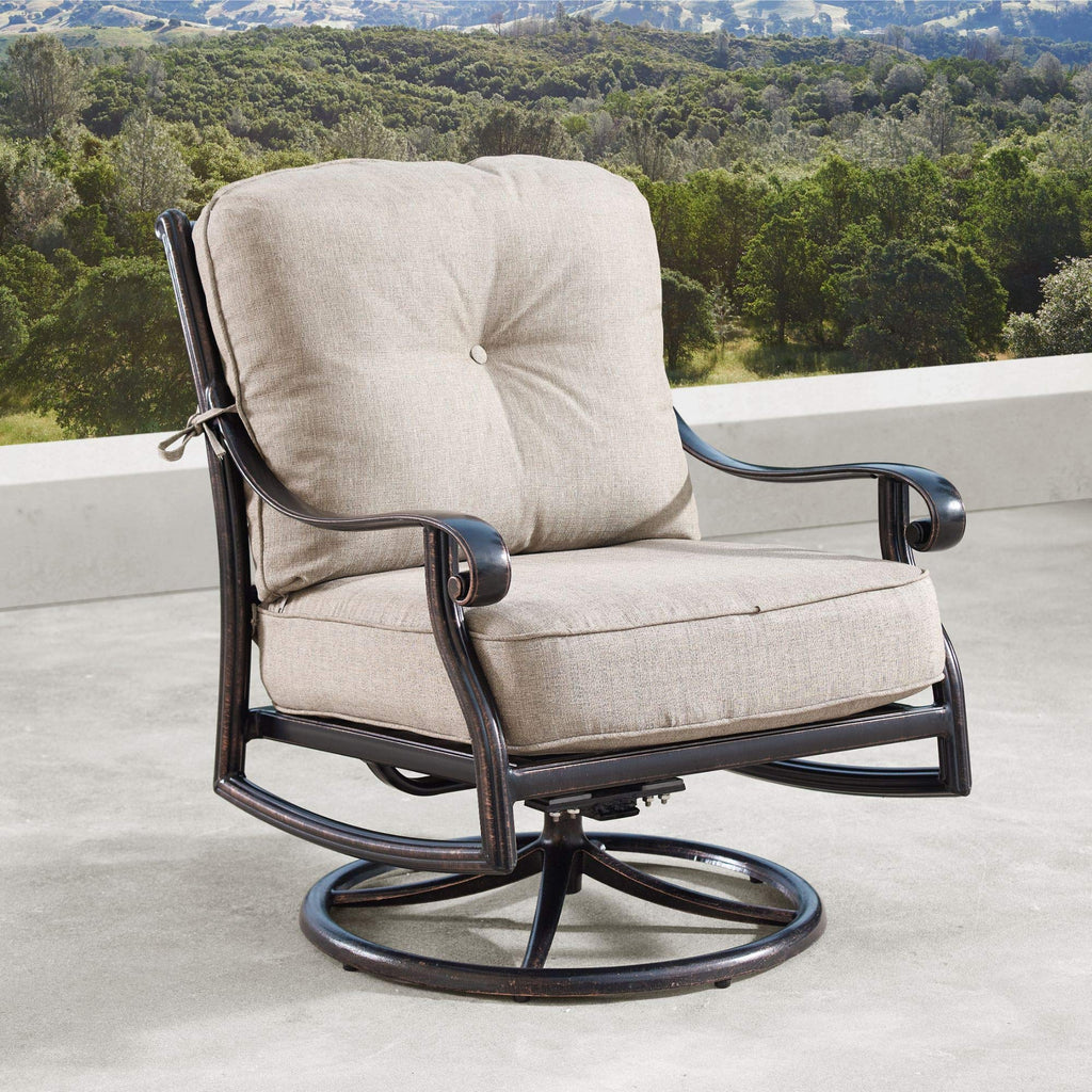 Set of 2 Brown and Black Outdoor Patio Furniture Swivel Rocking Club Chairs 34.2"