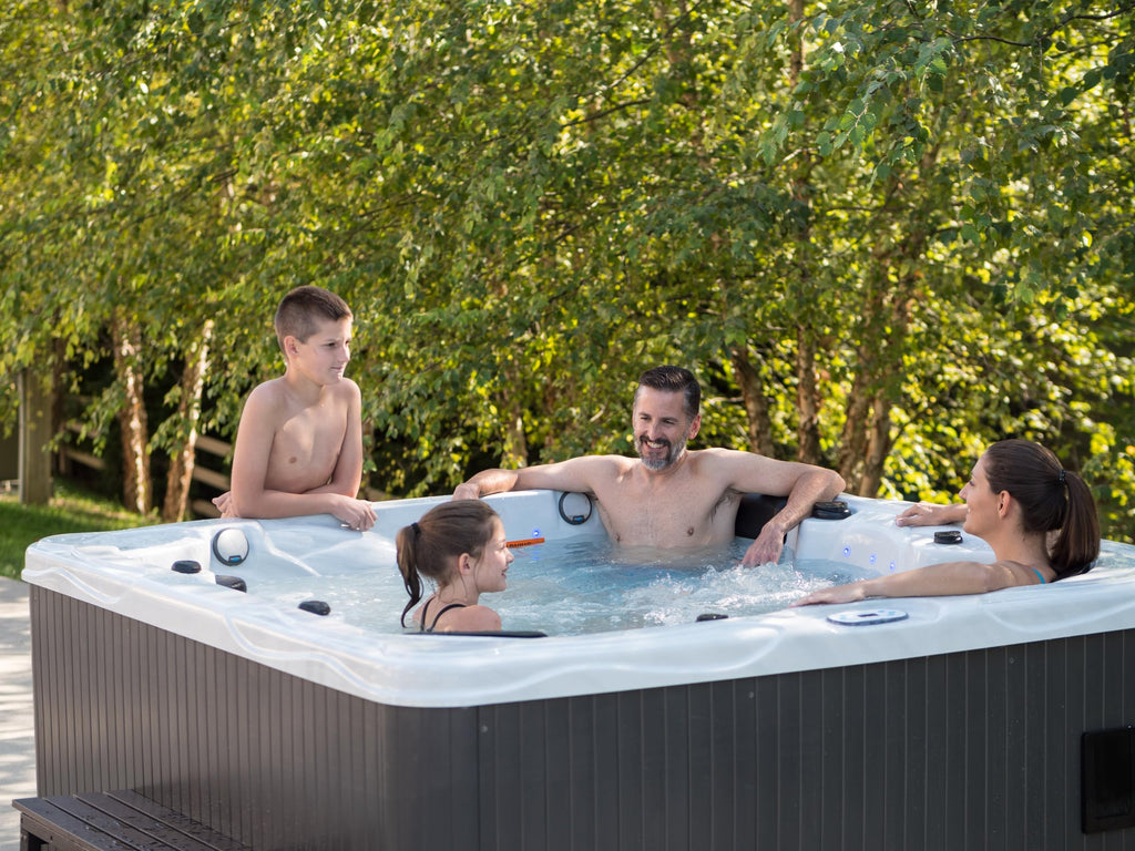 Home & Garden HG71A 6-Person Hot Tub with 71 Therapy Jets and Bluetooth Audio – Sterling or White Acrylic Interior and Mocha Exterior Cabinet - Ideal for Backyard Relaxation and Hydrotherapy