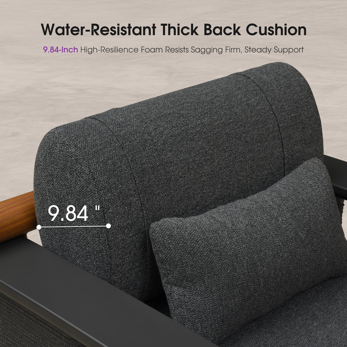 PURPLE LEAF Outdoor Lounge Chair Thick Cushion Oversized Luxury Chaise Grey