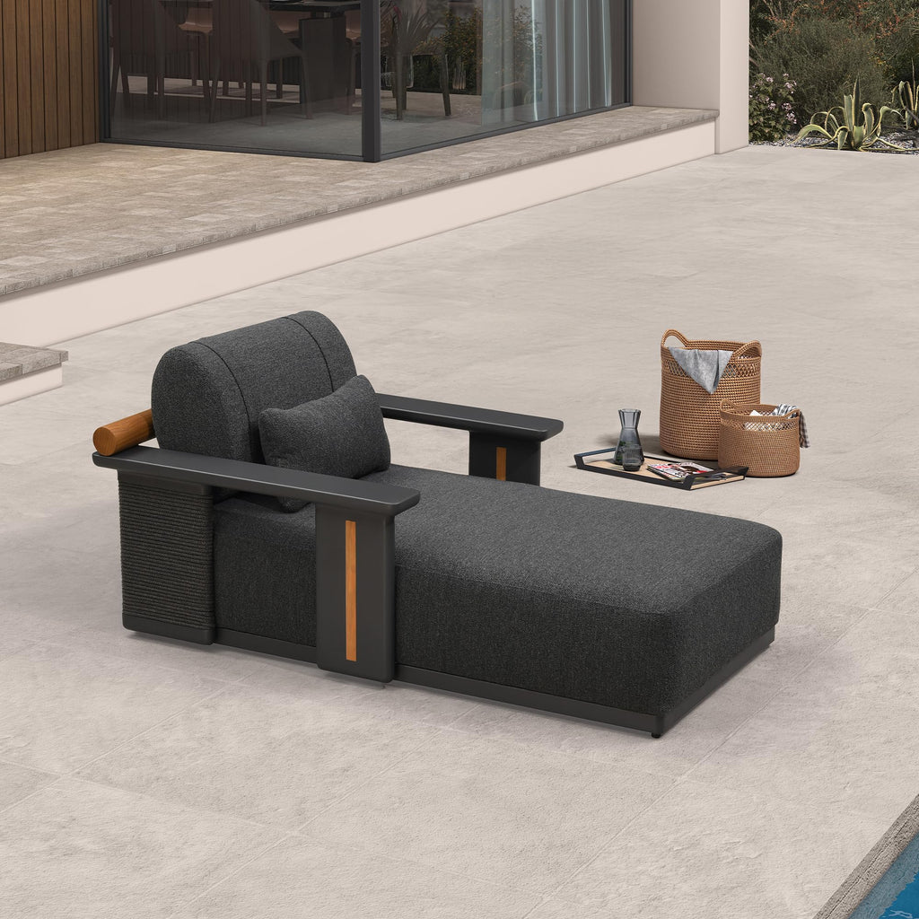 PURPLE LEAF Outdoor Lounge Chair Thick Cushion Oversized Luxury Chaise Grey
