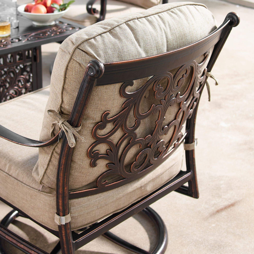Set of 2 Brown and Black Outdoor Patio Furniture Swivel Rocking Club Chairs 34.2"