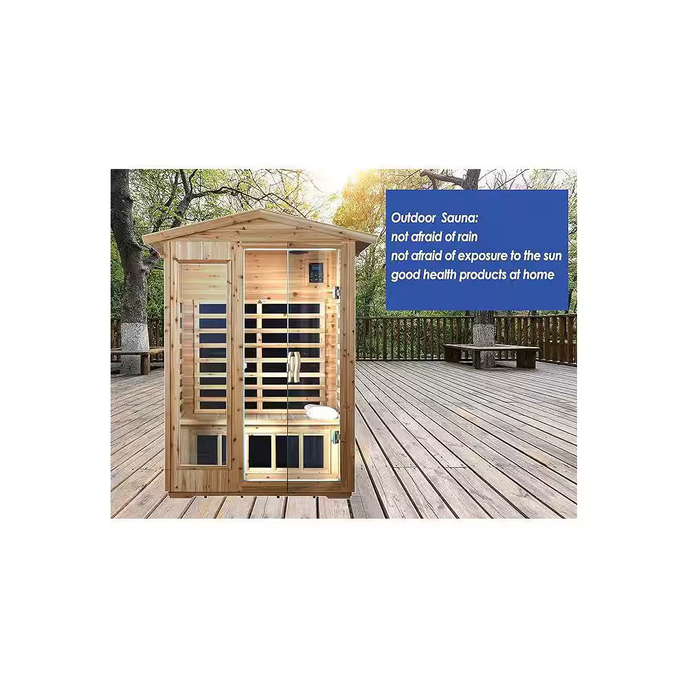 Moray 1-2 Person Outdoor Fir Infrared Sauna with 8 Far-Infrared Carbon Crystal Heaters and Chromotherapy