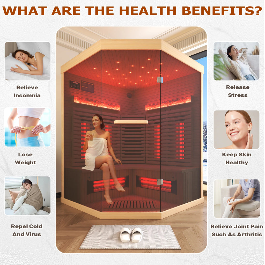 Infrared Sauna up to 4 Person with 15 Minutes Warm-Up Heater Tube & Carbon Plate