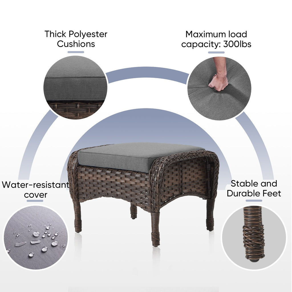 Outdoor Fire Pit Conversation Set, 3-Seat Sofa & Chairs Patio Furniture Set