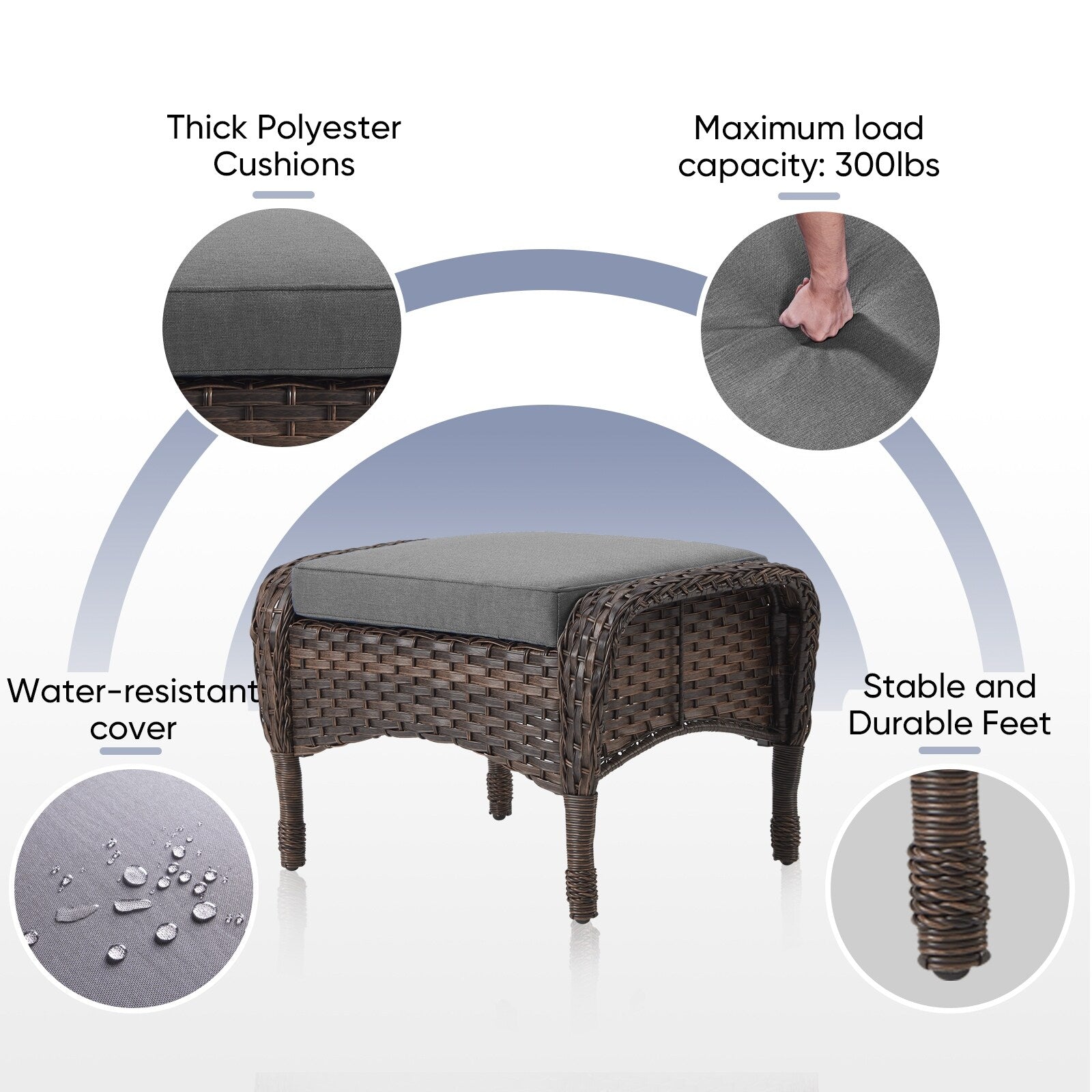 Outdoor Fire Pit Conversation Set, 3-Seat Sofa & Chairs Patio Furniture Set