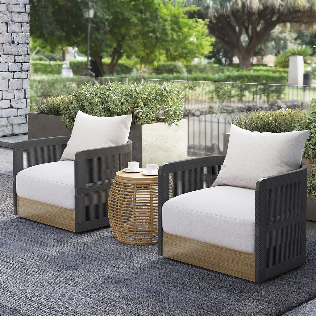 Weibath Outdoor Swivel Patio Chair Set of 4, 360 Degree Woven Patio Accent Chair with Aluminum Frame, Includes Toss Pillow, Coastal Chair for Porch, Garden, Balcony, Deck and Poolside