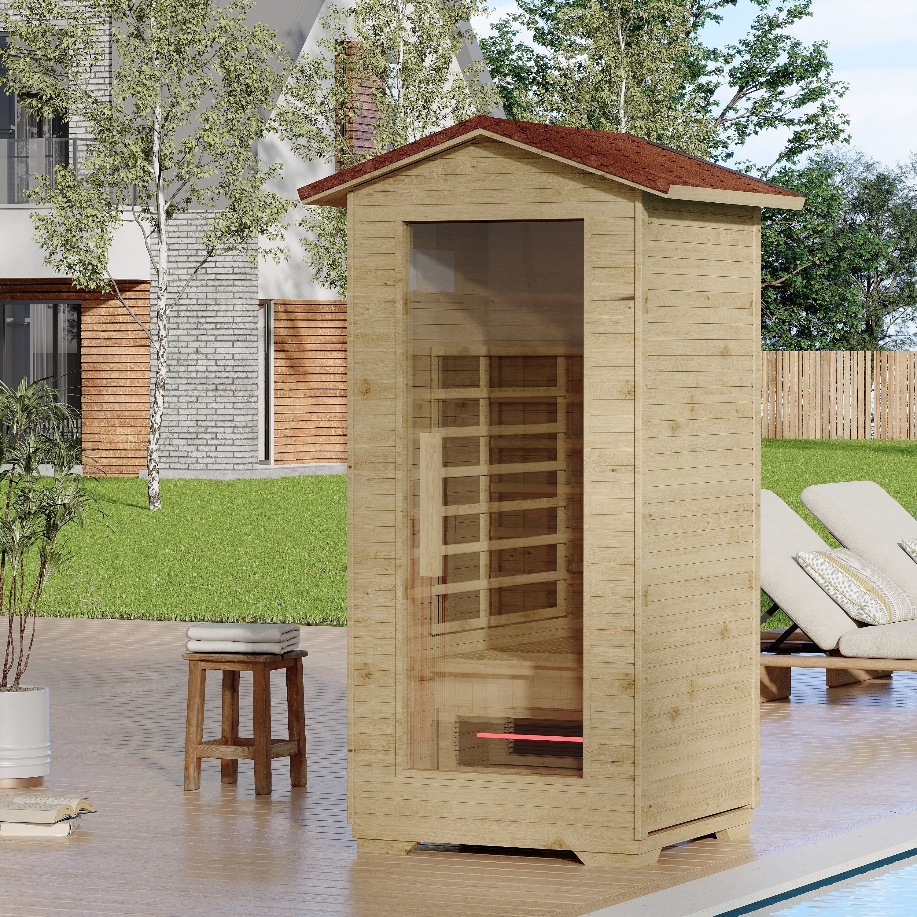 Infrared Sauna up to 4 Person with 15 Minutes Warm-Up Heater Tube & Carbon Plate