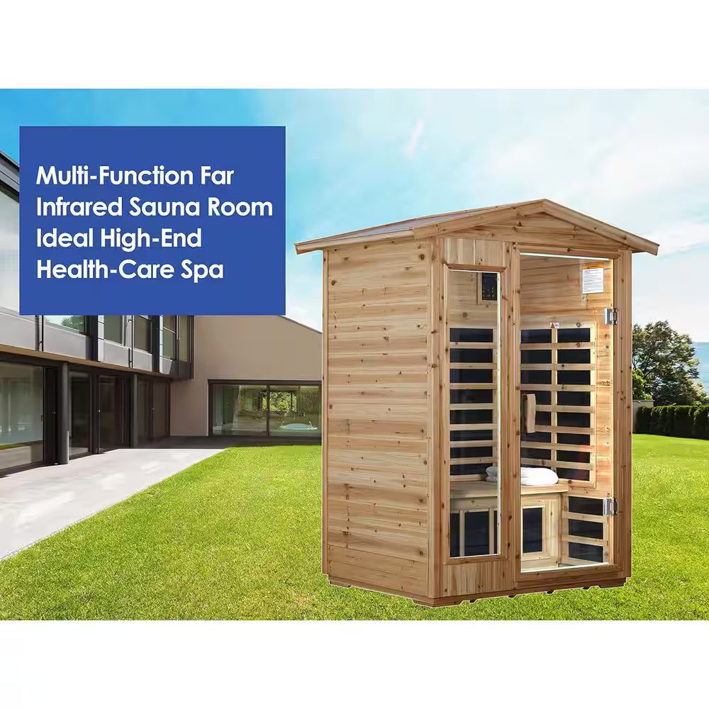 Moray 1-2 Person Outdoor Fir Infrared Sauna with 8 Far-Infrared Carbon Crystal Heaters and Chromotherapy