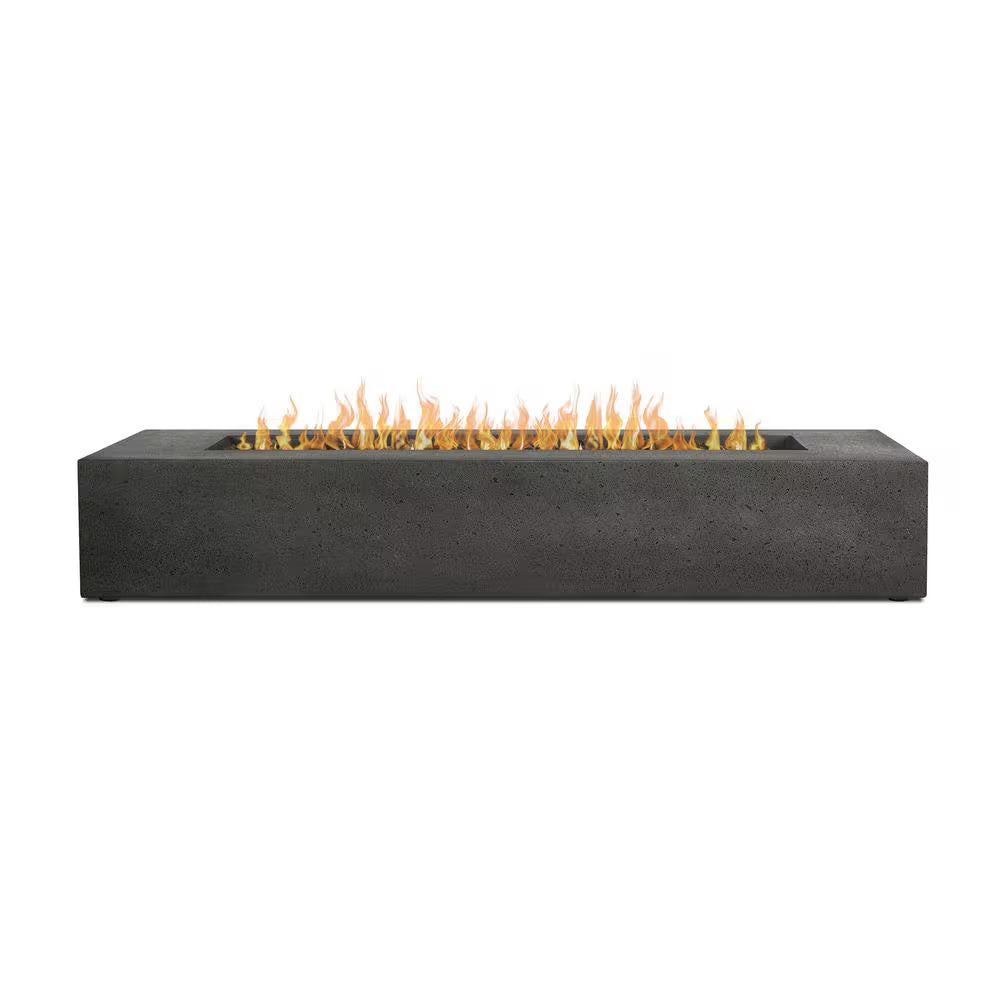 Brookhurst 72 In. W X 12 In. H Outdoor GFRC Liquid Propane Fire Pit in Carbon with Lava Rocks
