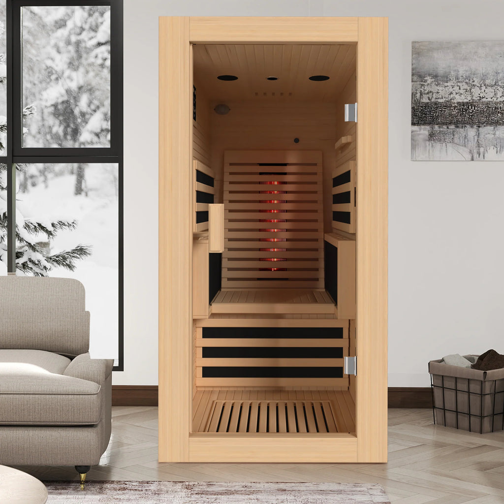 Infrared Sauna up to 4 Person with 15 Minutes Warm-Up Heater Tube & Carbon Plate