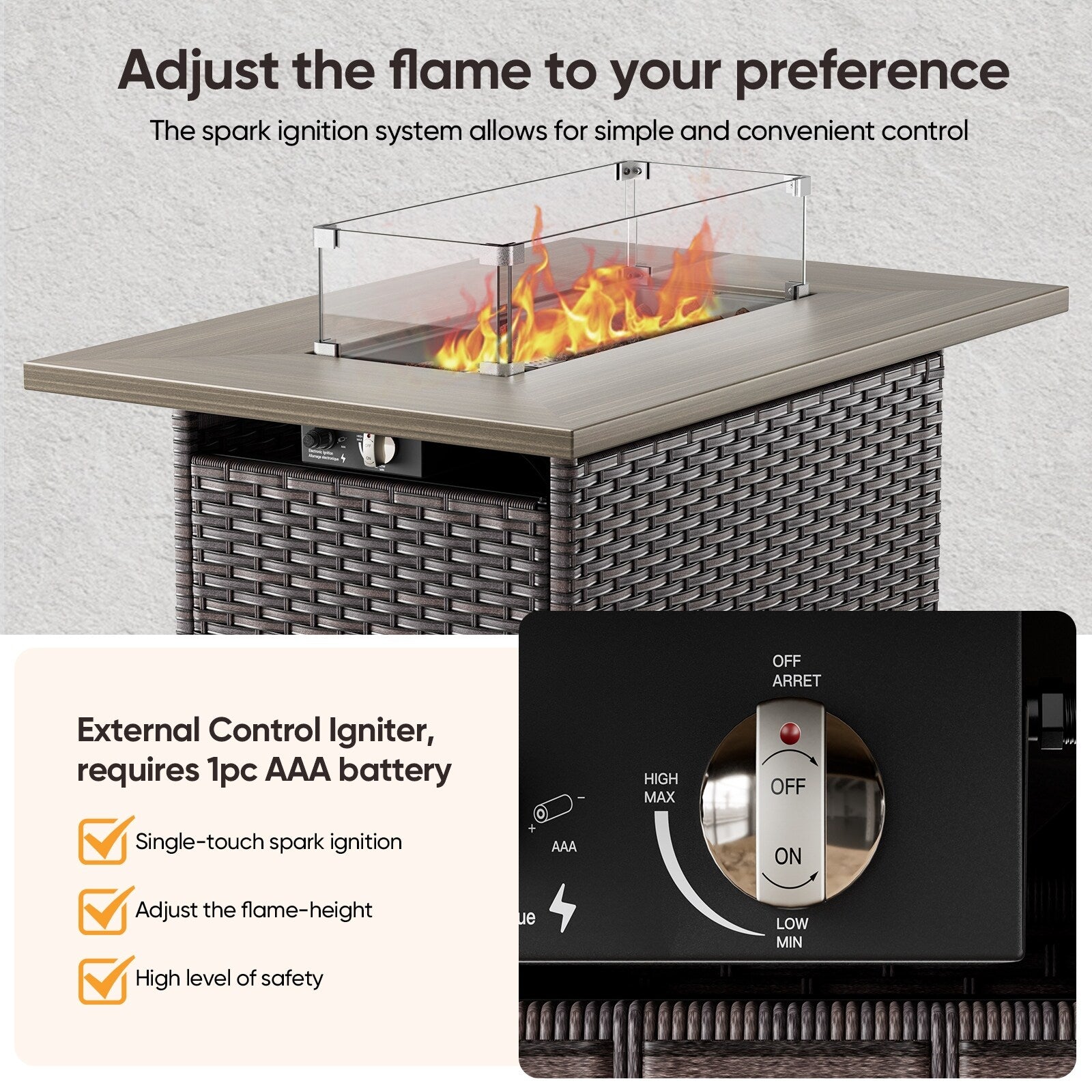 Outdoor Fire Pit Conversation Set, 3-Seat Sofa & Chairs Patio Furniture Set