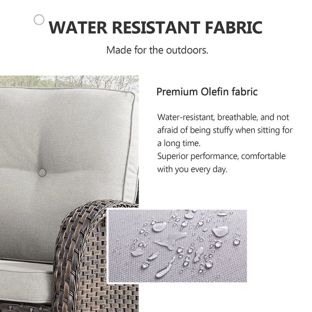 Outdoor Fire Pit Conversation Set, 3-Seat Sofa & Chairs Patio Furniture Set