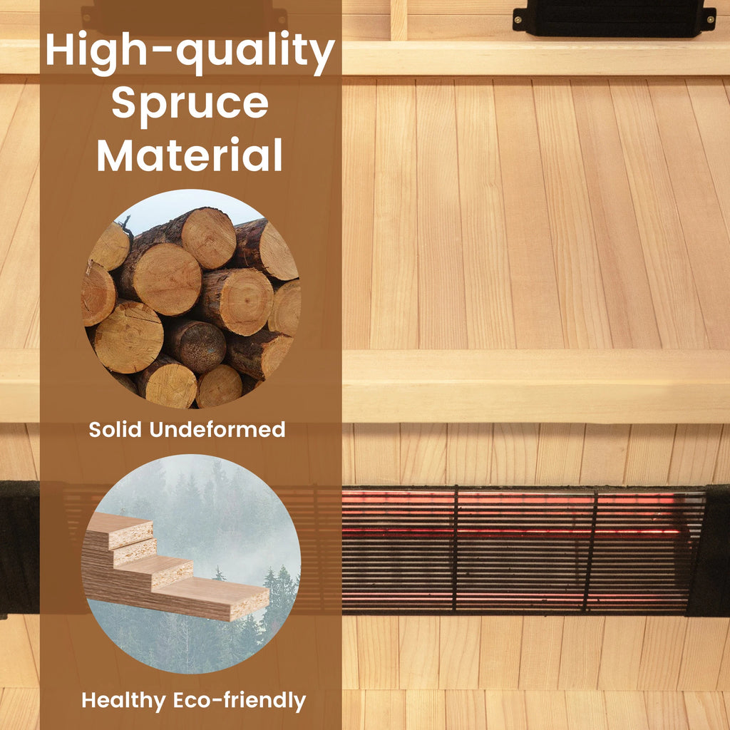 Infrared Sauna up to 4 Person with 15 Minutes Warm-Up Heater Tube & Carbon Plate