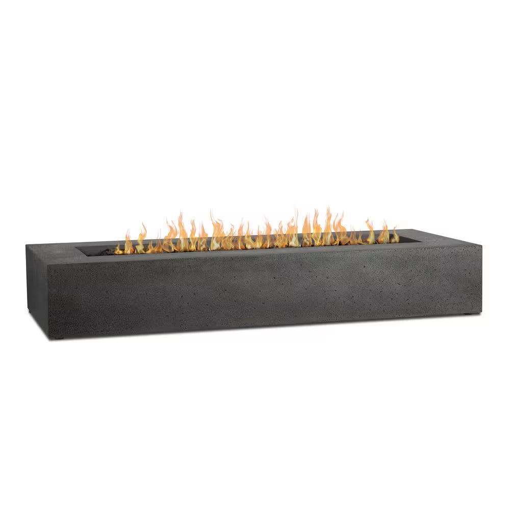 Brookhurst 72 In. W X 12 In. H Outdoor GFRC Liquid Propane Fire Pit in Carbon with Lava Rocks