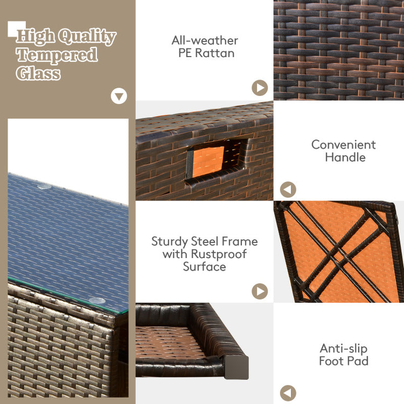 9 Pieces Outdoor Patio Furniture Set with 42 Inch Propane Fire Pit Table