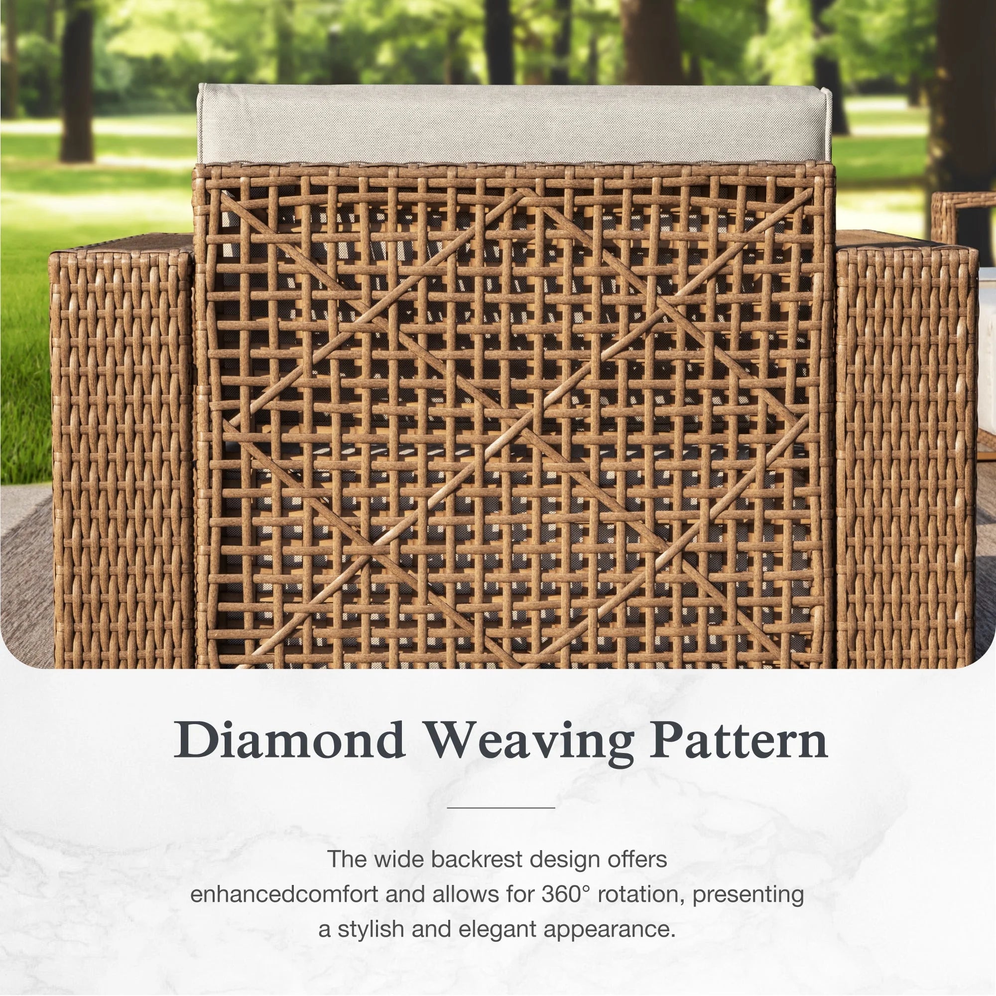 6 Pieces U-Shaped Wicker Patio Furniture Set 6-Seat Outdoor Cushioned Conversation Set, Yellow-Brown & Beige