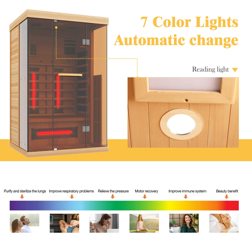 Infrared Sauna up to 4 Person with 15 Minutes Warm-Up Heater Tube & Carbon Plate