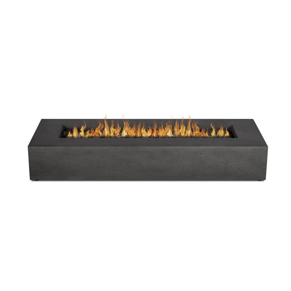 Brookhurst 72 In. W X 12 In. H Outdoor GFRC Liquid Propane Fire Pit in Carbon with Lava Rocks