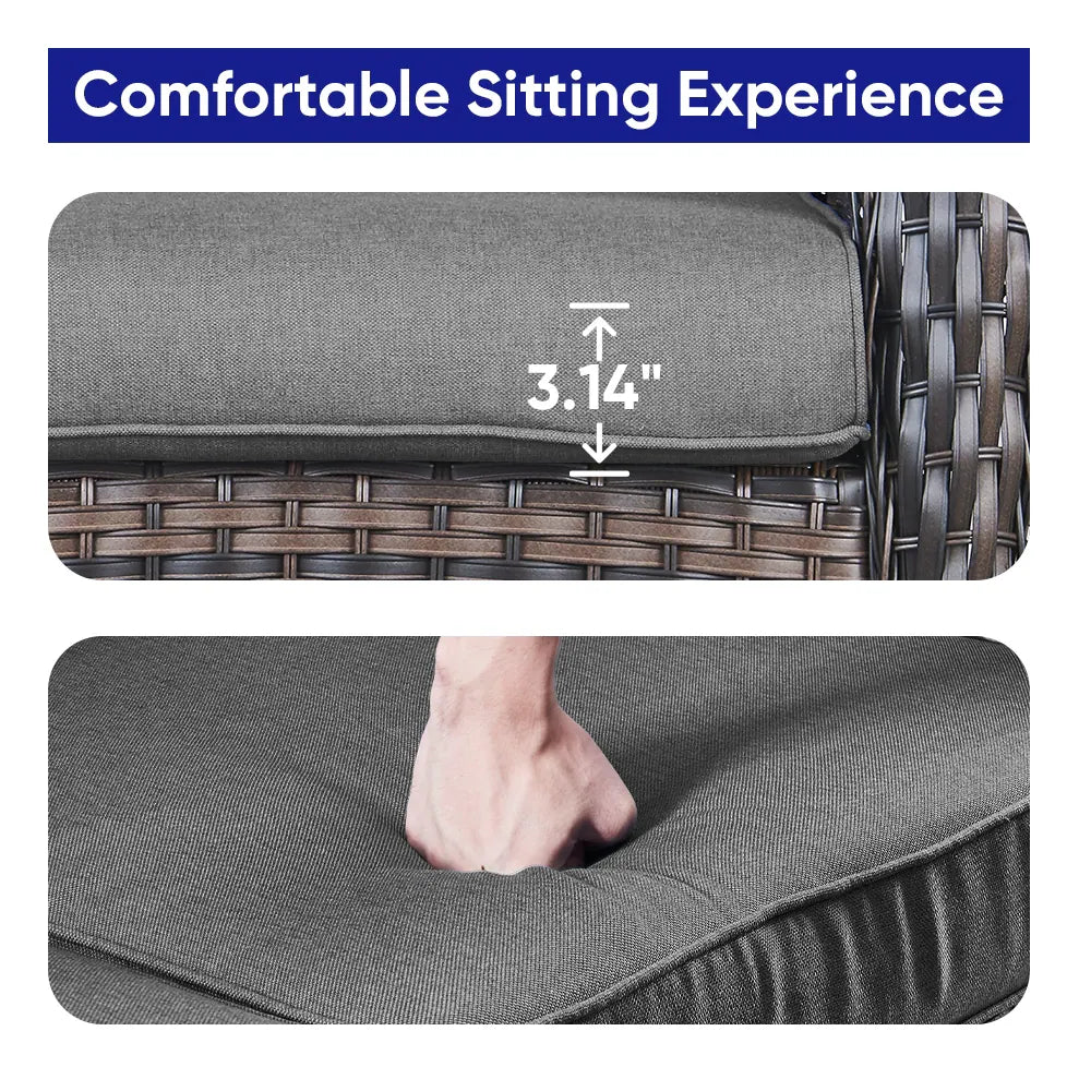 Outdoor Fire Pit Conversation Set, 3-Seat Sofa & Chairs Patio Furniture Set