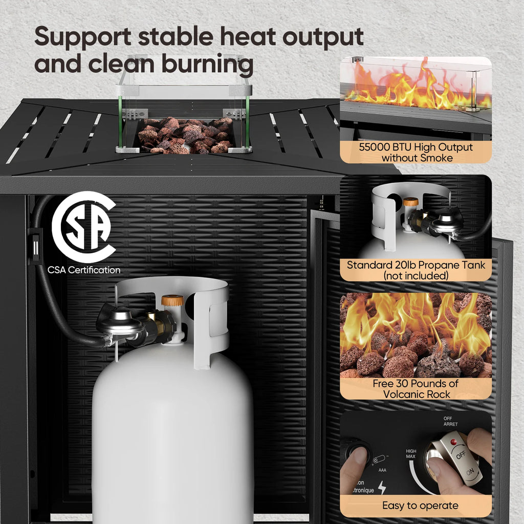 Outdoor Fire Pit Conversation Set, 3-Seat Sofa & Chairs Patio Furniture Set