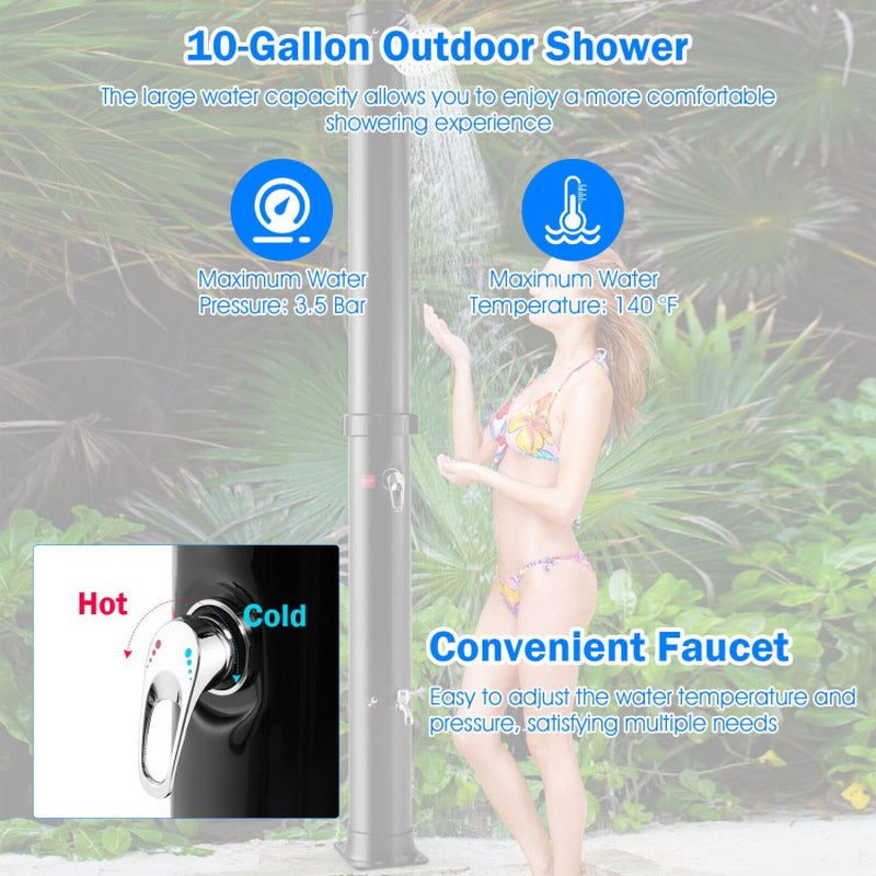 7.2 Feet Solar-Heated Outdoor Shower with Free-Rotating Shower Head