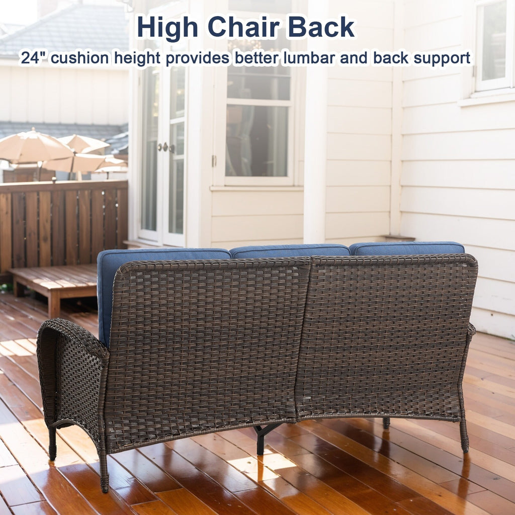 Outdoor Fire Pit Conversation Set, 3-Seat Sofa & Chairs Patio Furniture Set