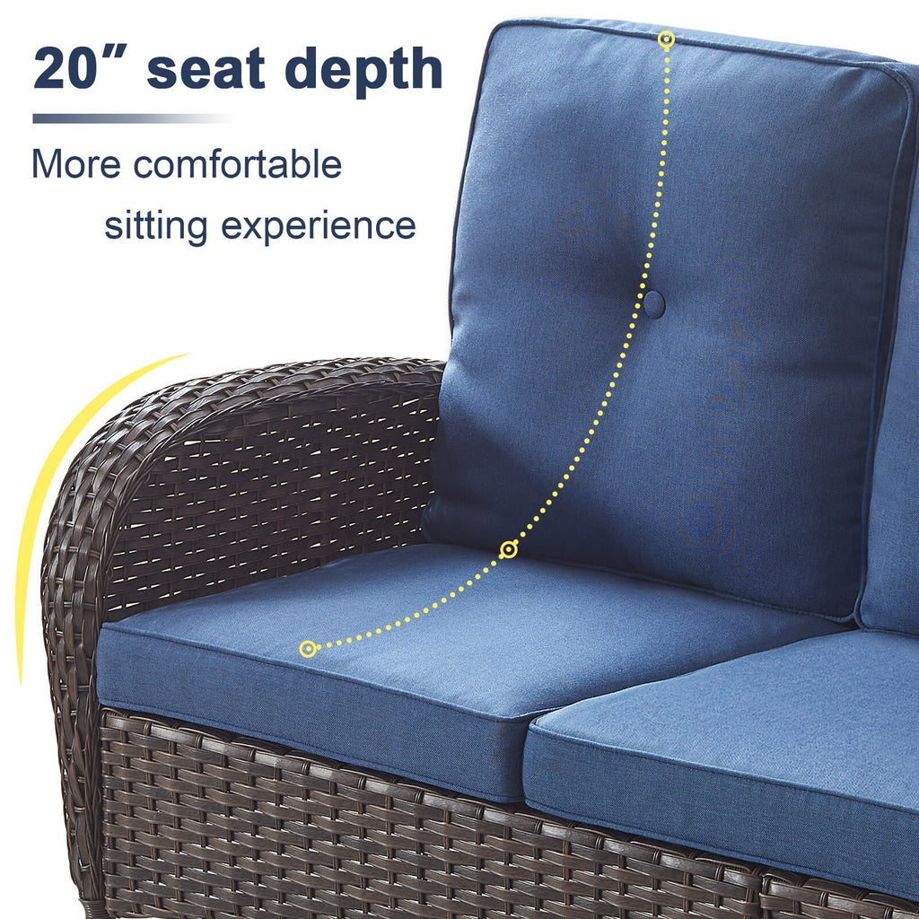 Outdoor Fire Pit Conversation Set, 3-Seat Sofa & Chairs Patio Furniture Set