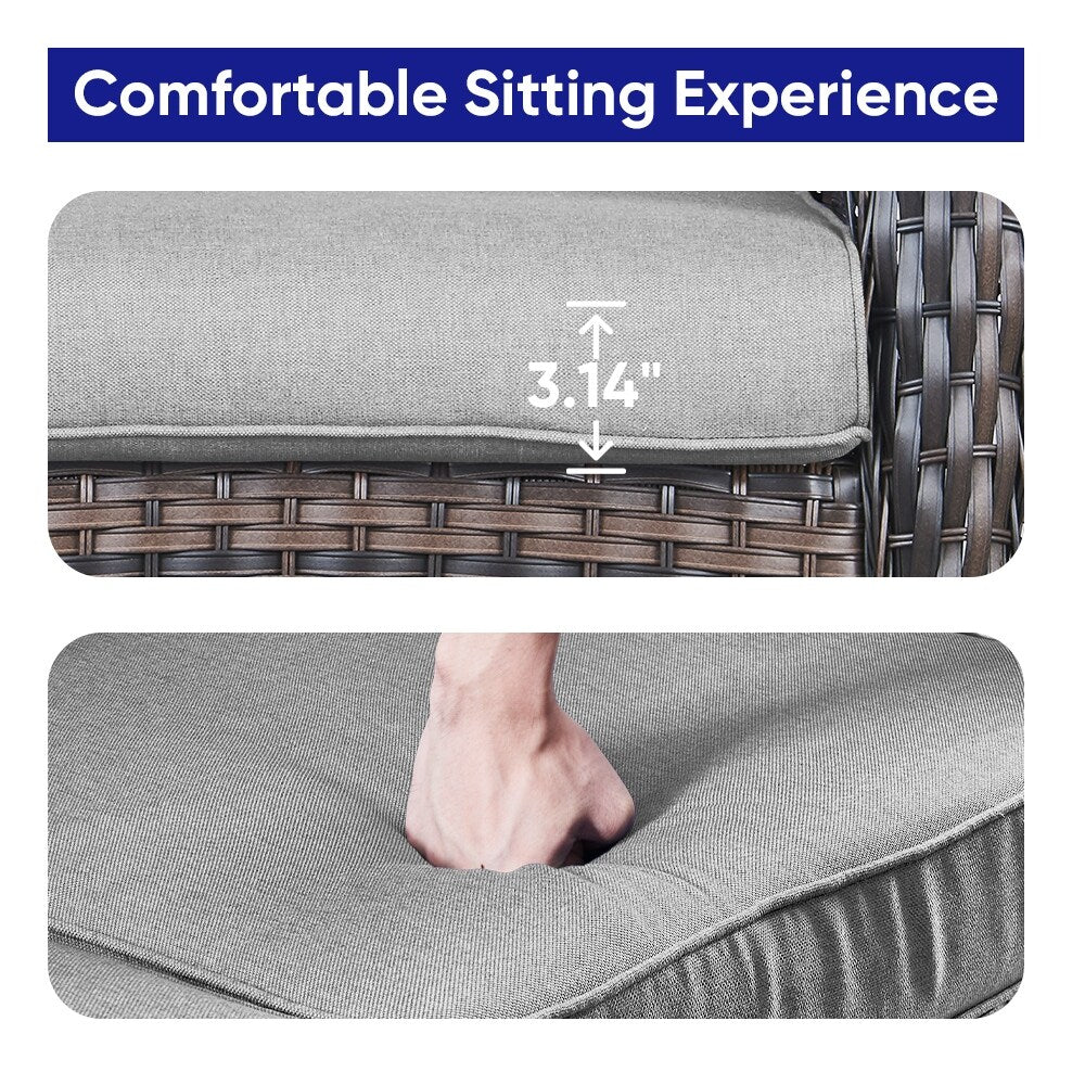 Outdoor Fire Pit Conversation Set, 3-Seat Sofa & Chairs Patio Furniture Set