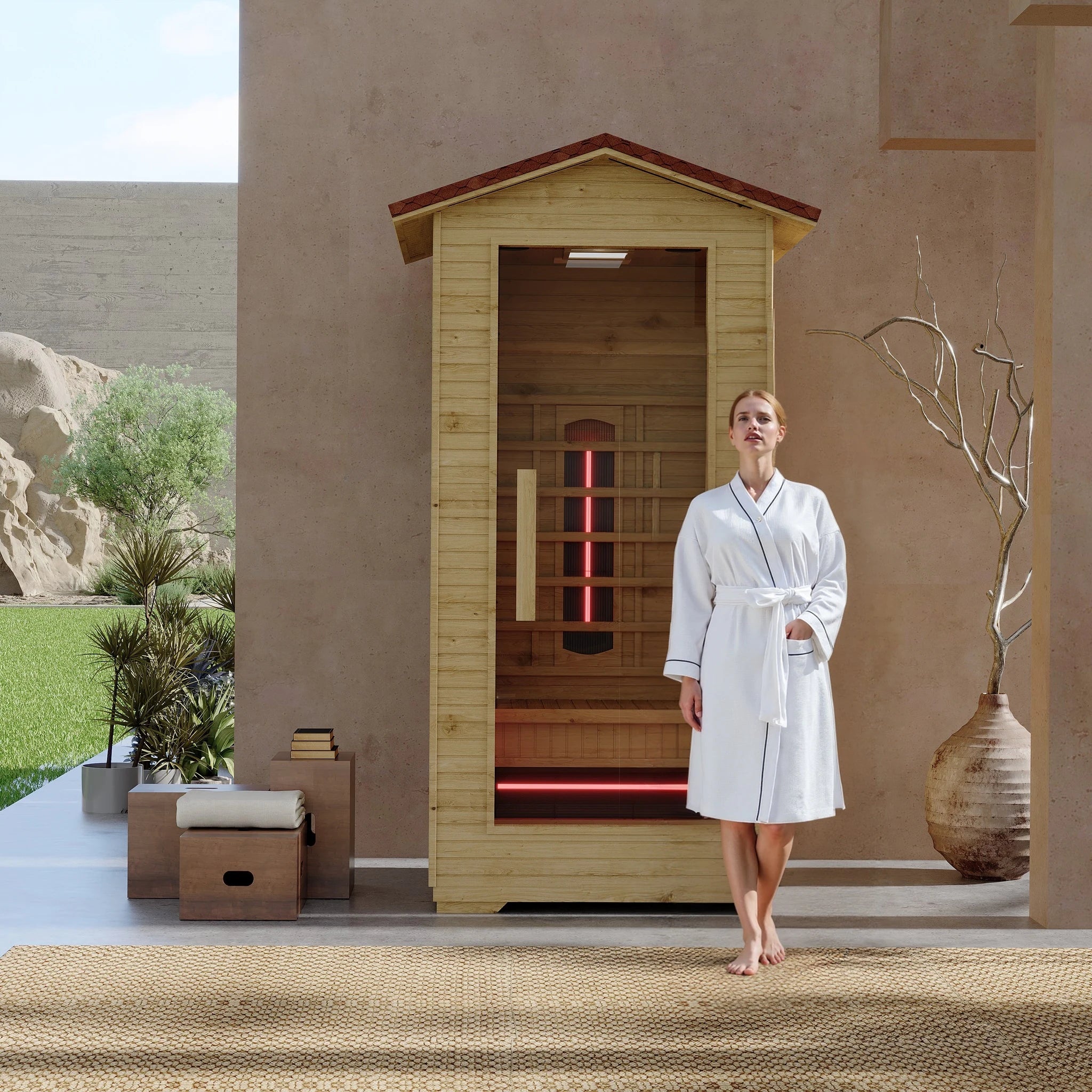 Infrared Sauna up to 4 Person with 15 Minutes Warm-Up Heater Tube & Carbon Plate