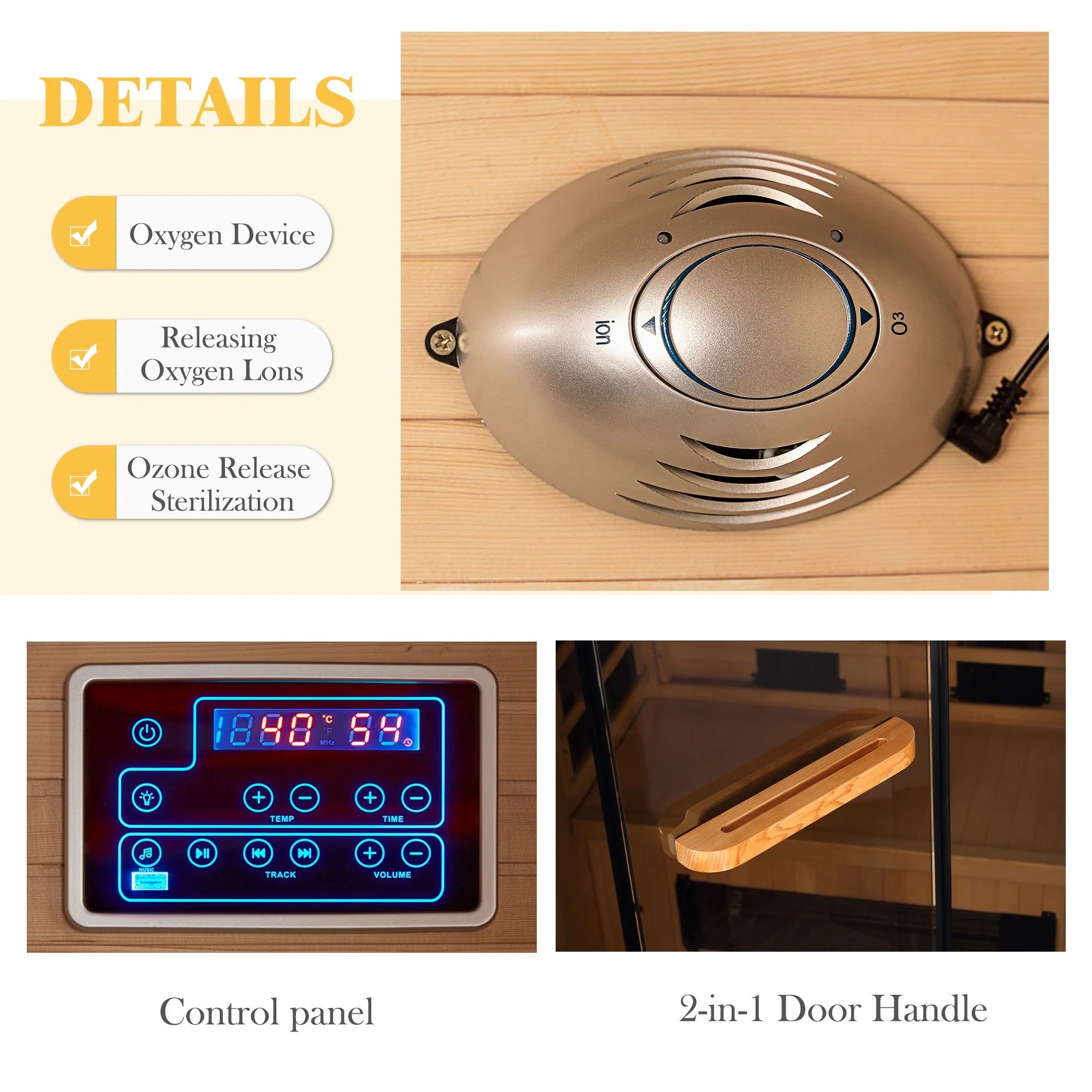 Infrared Sauna up to 4 Person with 15 Minutes Warm-Up Heater Tube & Carbon Plate