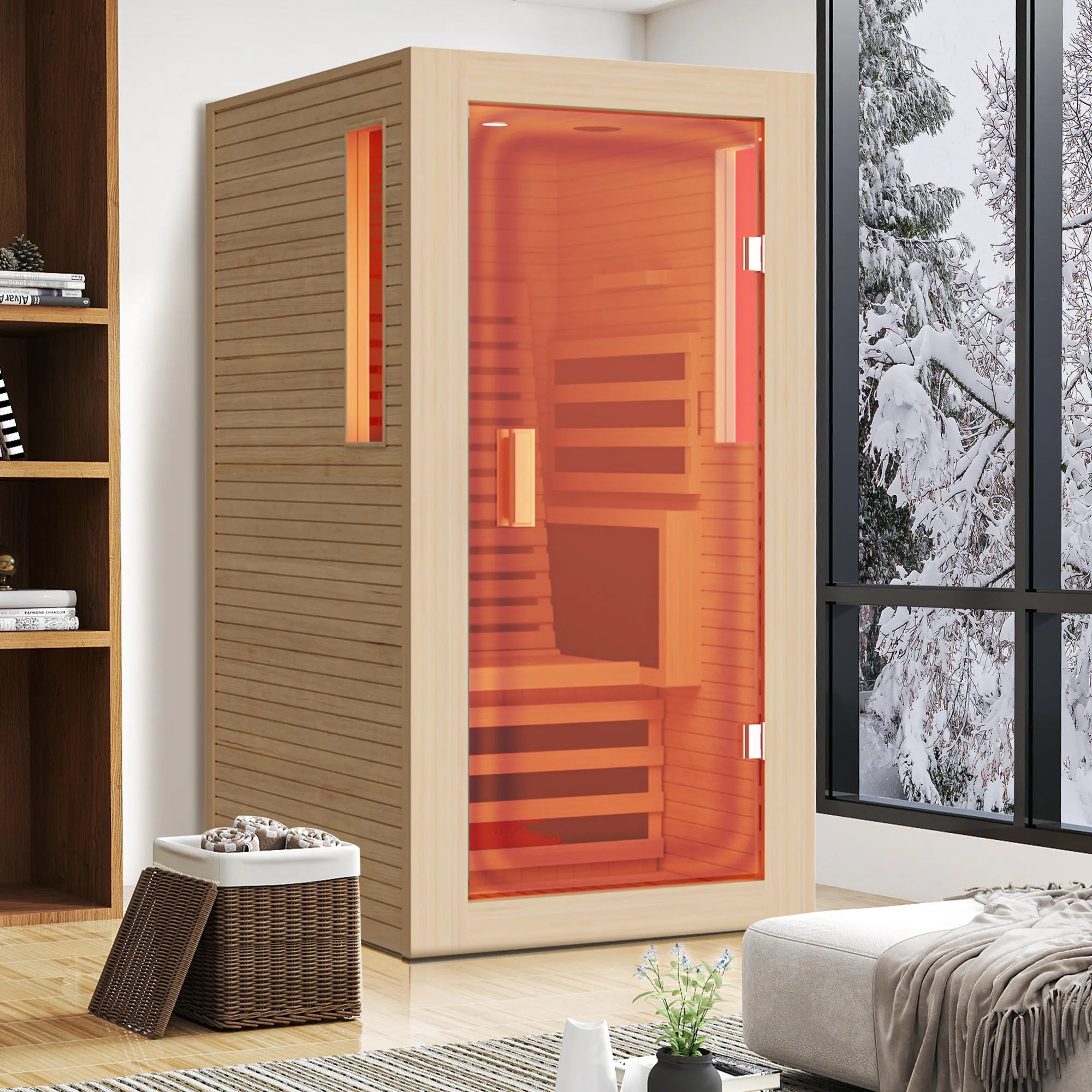 Infrared Sauna up to 4 Person with 15 Minutes Warm-Up Heater Tube & Carbon Plate