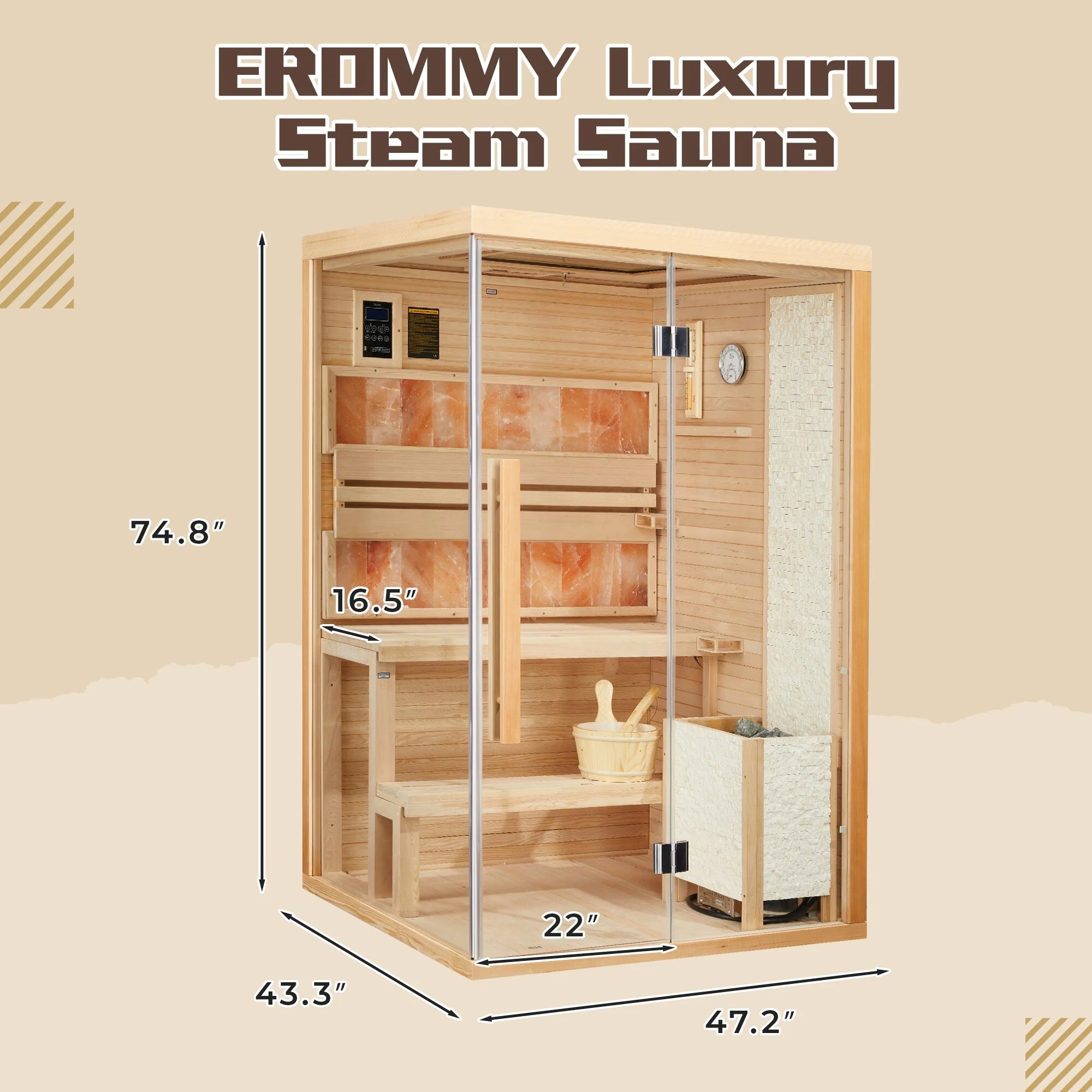 Infrared Sauna up to 4 Person with 15 Minutes Warm-Up Heater Tube & Carbon Plate