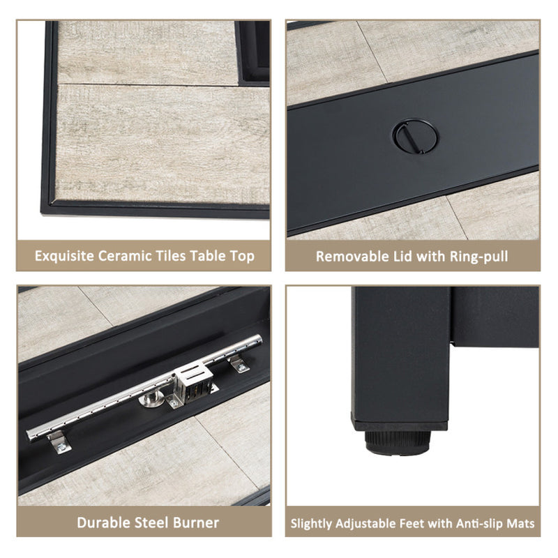 9 Pieces Outdoor Patio Furniture Set with 42 Inch Propane Fire Pit Table