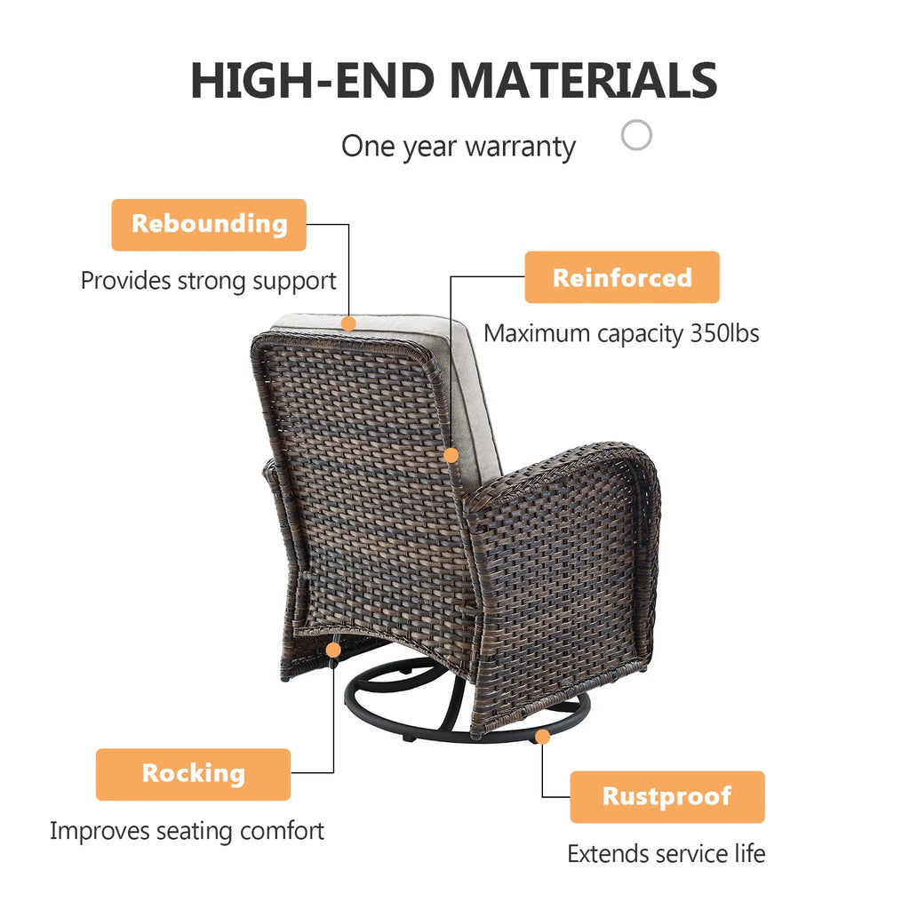 Outdoor Fire Pit Conversation Set, 3-Seat Sofa & Chairs Patio Furniture Set