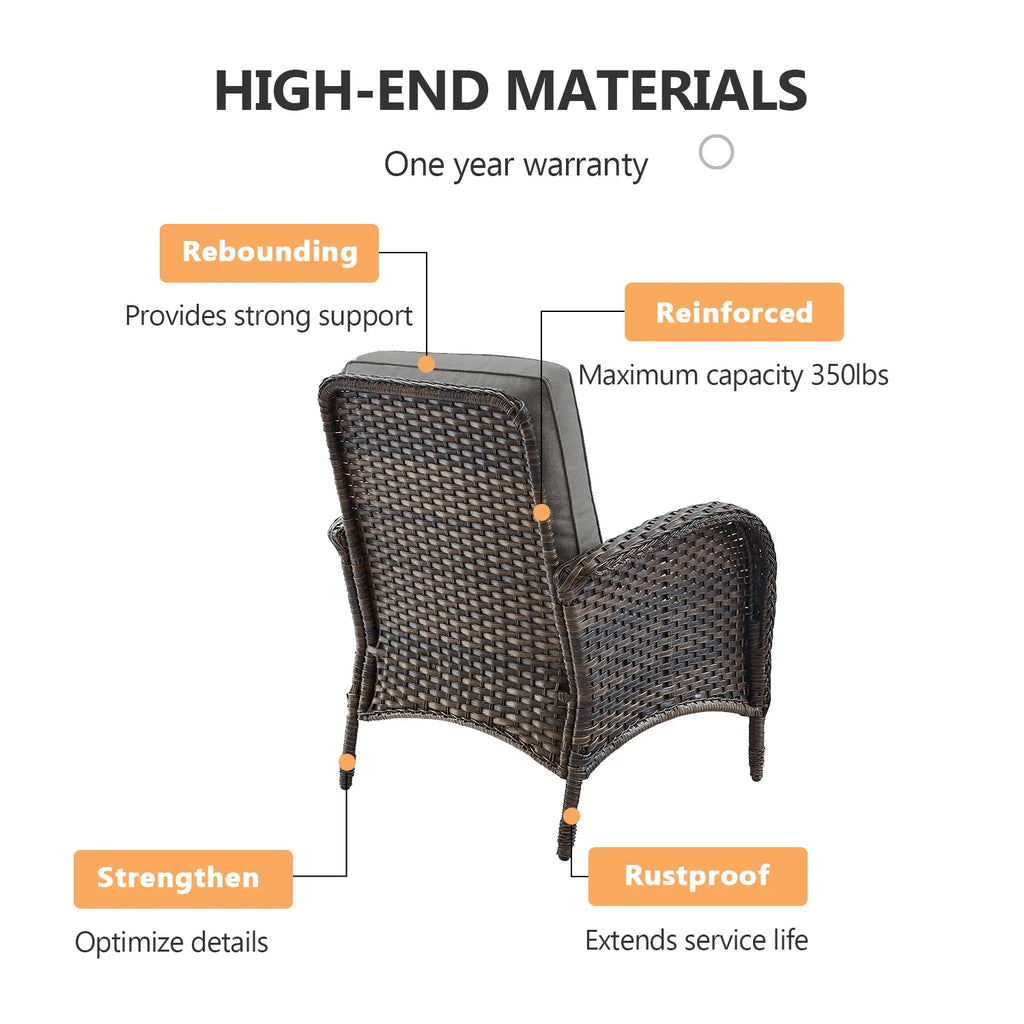 Outdoor Fire Pit Conversation Set, 3-Seat Sofa & Chairs Patio Furniture Set