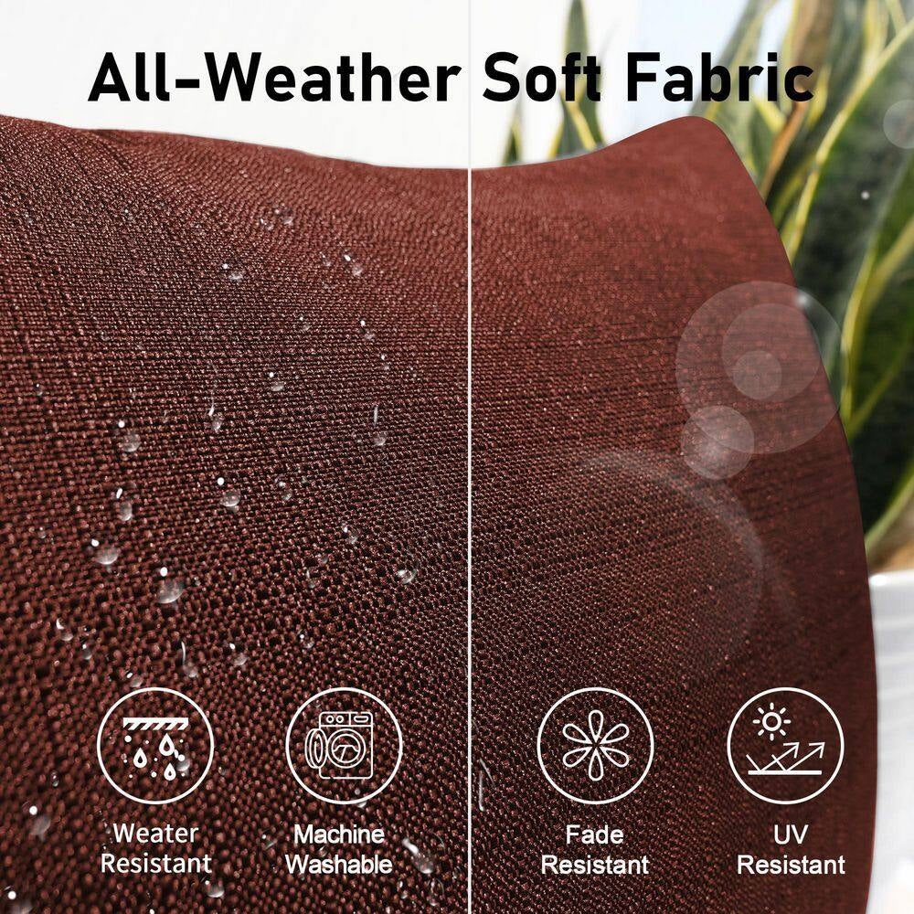 15-Piece Large Size Gray Wicker Patio Conversation Sofa Set with Dark Red Cushions Fire Pit Table and Coffee Tables