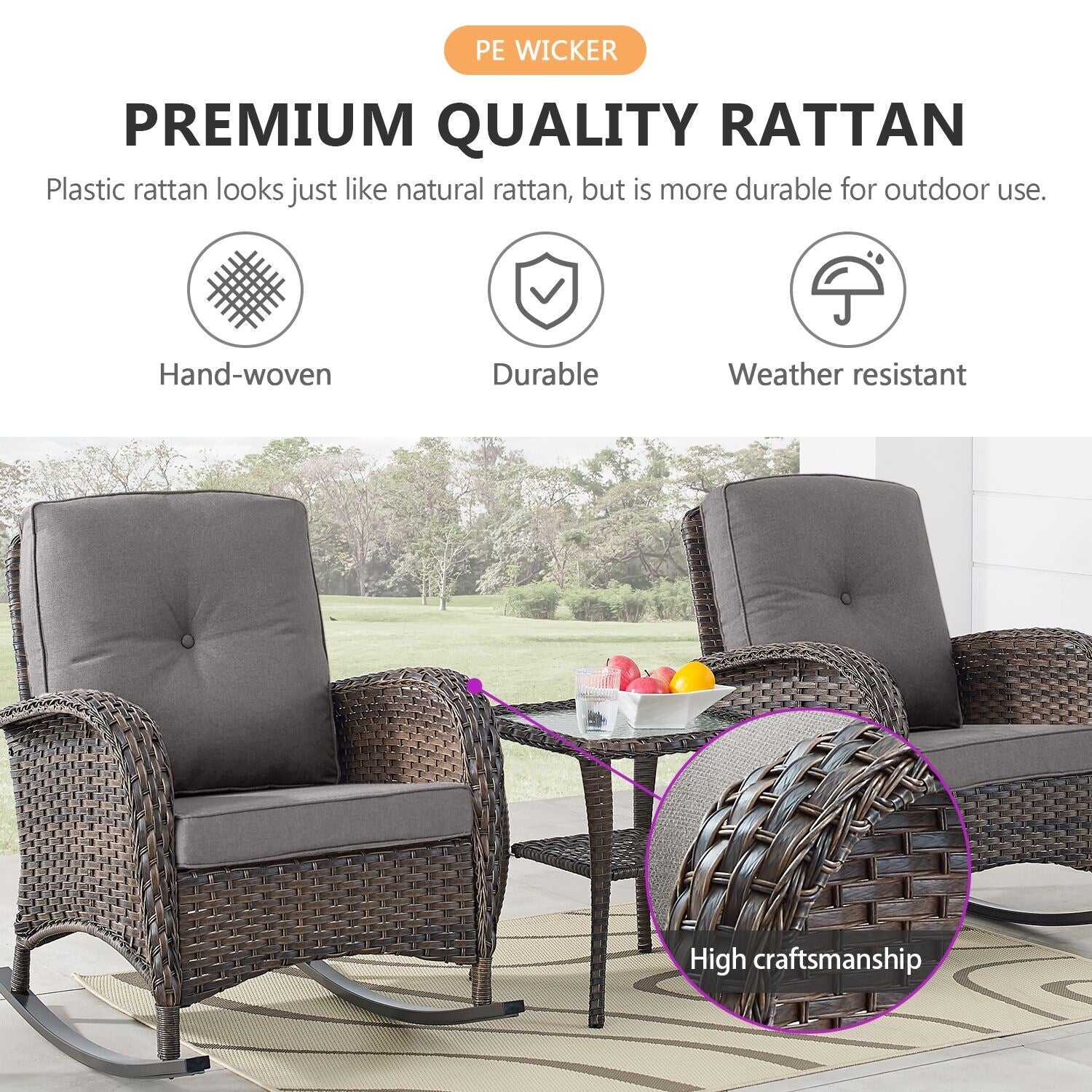 Outdoor Fire Pit Conversation Set, 3-Seat Sofa & Chairs Patio Furniture Set