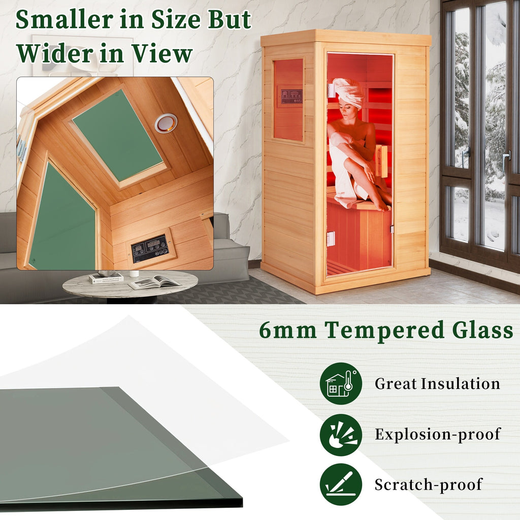 Infrared Sauna up to 4 Person with 15 Minutes Warm-Up Heater Tube & Carbon Plate
