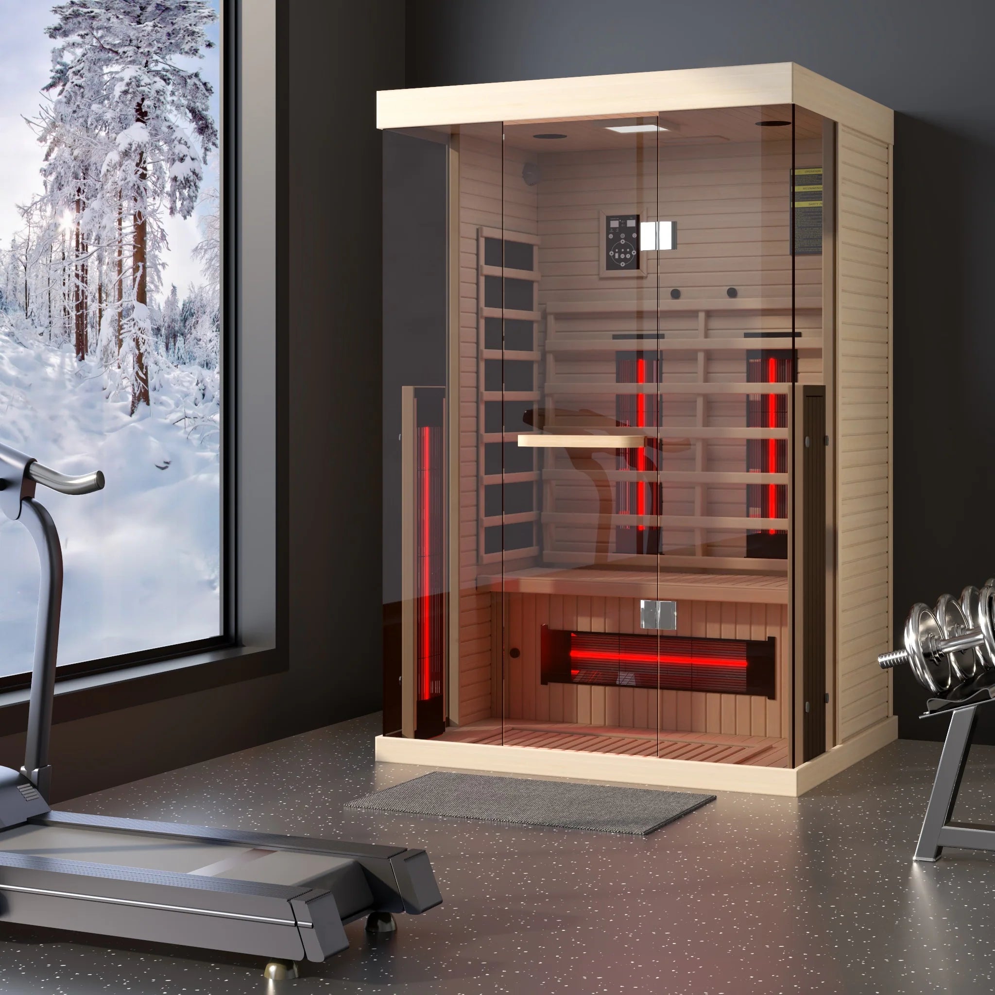 Infrared Sauna up to 4 Person with 15 Minutes Warm-Up Heater Tube & Carbon Plate