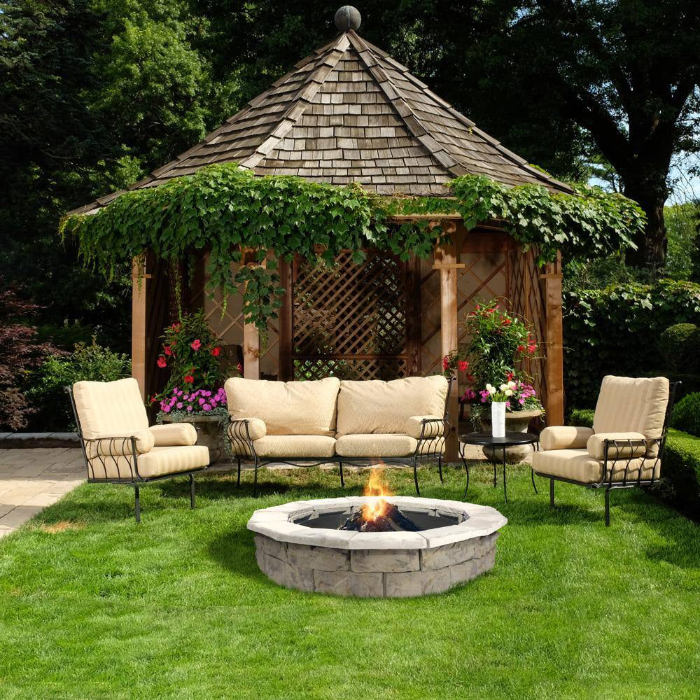 44 In. X 14 In. Concrete Fossill Limestone round Fire Pit Kit
