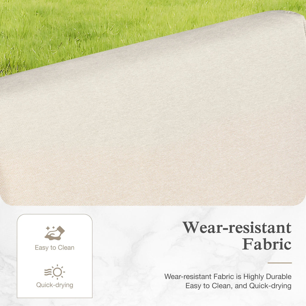 6 Pieces U-Shaped Wicker Patio Furniture Set 6-Seat Outdoor Cushioned Conversation Set, Yellow-Brown & Beige