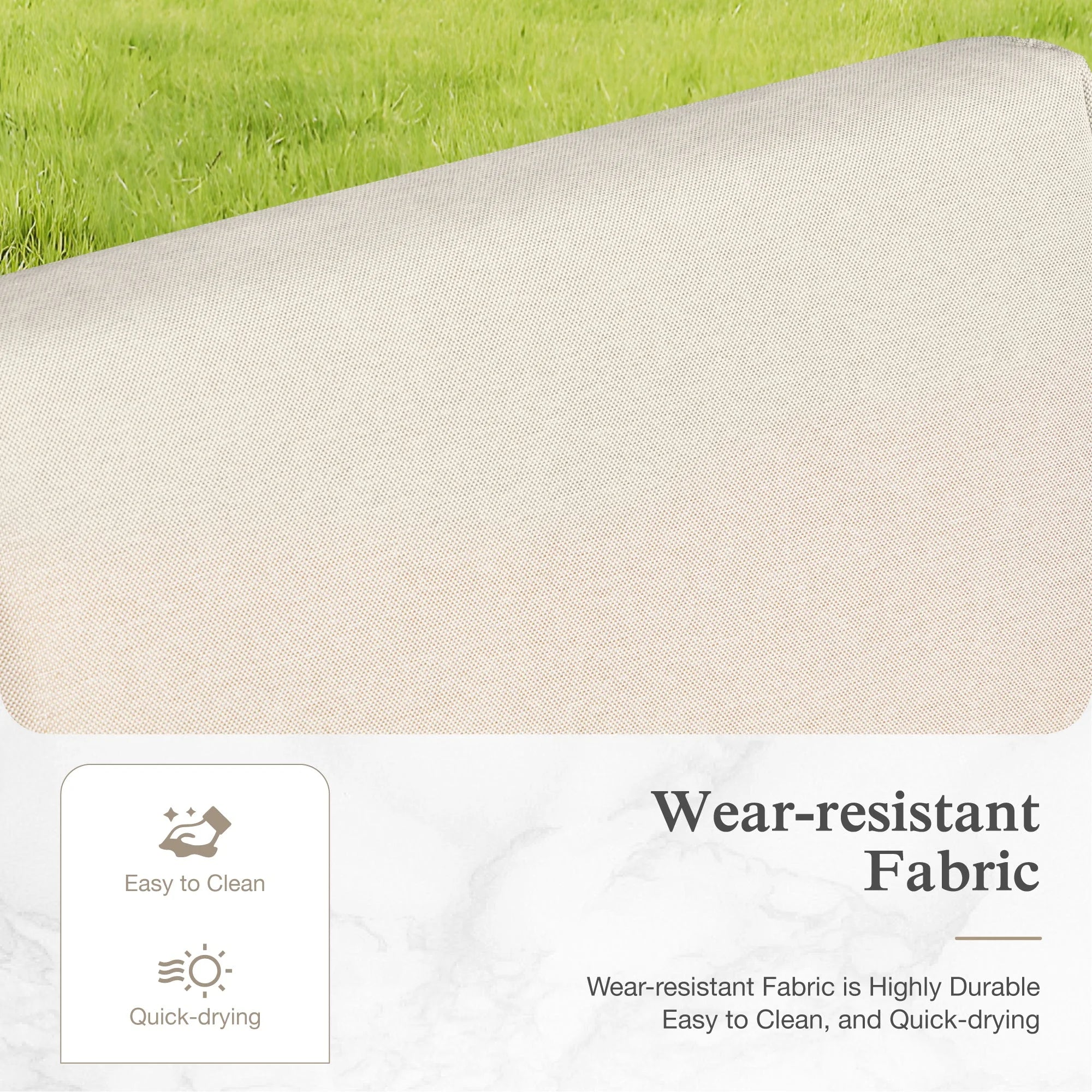 6 Pieces U-Shaped Wicker Patio Furniture Set 6-Seat Outdoor Cushioned Conversation Set, Yellow-Brown & Beige